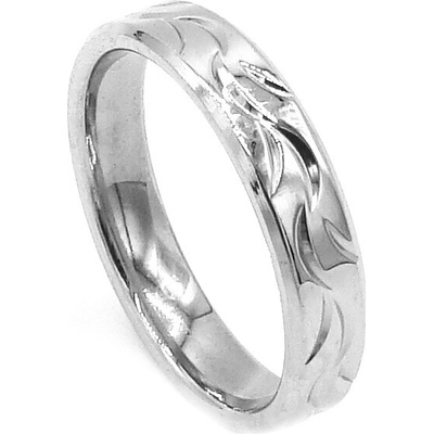 OcelovéŠperky1 Stříbrný unisex prsten z chirurgické oceli vlnové rytí RI240140