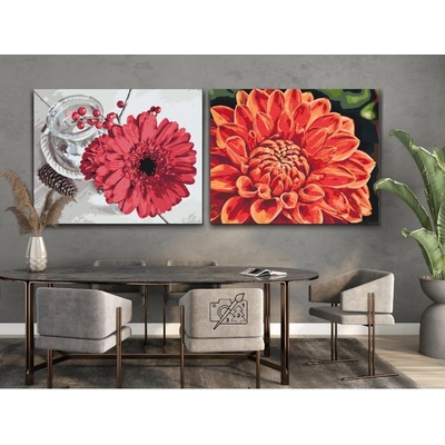 Vymalujsisamcz Malování podle čísel Červené květy sada 2ks Velikost 2ks 30 x 40 cm Rámování Pouze srolované plátno