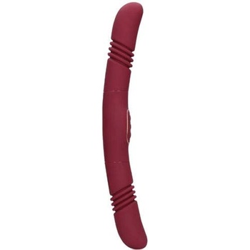 Loveline Двойно вибриращо дилдо с тласъци "loveline pleasure red" 33 см