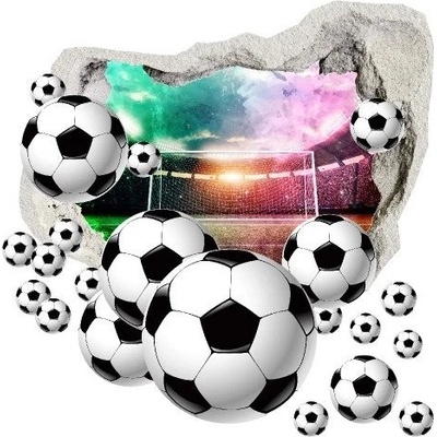 Prehozynapostel KMS2408_100X100 3D nálepka futbalové lopty s pozadím štadióna 100 x 100 cm