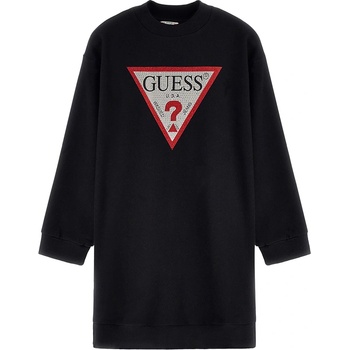 Image 1 of Guess Памучна рокля в черно с контрастно лого Guess