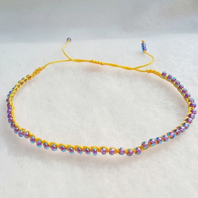 MagieKorálků.cz háčkovaný náramek s rokajlem 10088 Žlutá