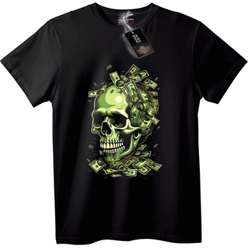 NOONEBRAND Тениска с череп и пари - M, Black