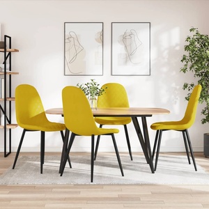 vidaXL Трапезни столове, 4 бр, горчица, кадифе (325664)
