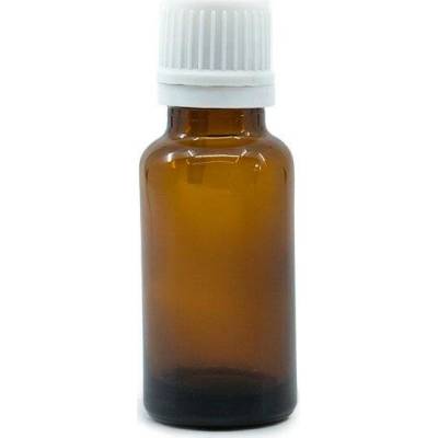 Bewit Lahvička 20 ml skleněná hnědá lesklá, kapátko, bílý uzávěr