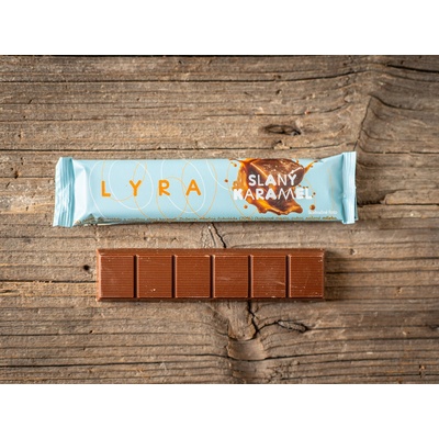 Čokoládovna Lyra Tyčinka Slaný karamel mléčná čokoláda s náplní slaný karamel 30 g