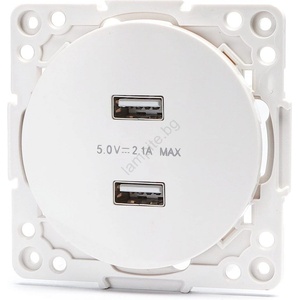 Aigostar - безрамкова USB захранваща розетка 2x USB-A, бяла (AI2748)