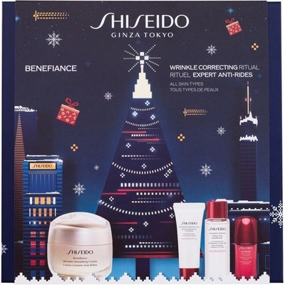 Shiseido Benefiance Wrinkle Correcting Ritual Blue : denní pleťový krém Benefiance Wrinkle Smoothing Cream 50 ml + pleťová čisticí pěna Clarifying Cleansing Foam 15 ml + pleťové tonikum Treatment Soft