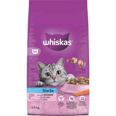 Whiskas Sterile kastrované mačky s lahodným lososom 1,4 kg
