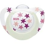 Nuk Светеща силиконова залъгалка NUK - Star Night, 18 м+, розова (10739749) - baby