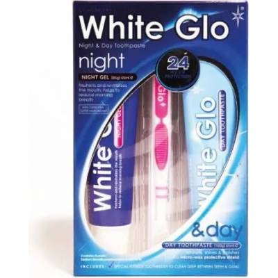 White Glo Night & Day Day 100 g + noční gel Night Gel 85 g + zubní kartáček 1 ks