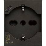 Vimar 30210. USBG Контакт SICURY Linea, 2P+E 16A+USB-C, унив. стандарт, с детска защита, 2M, Black, (VM30210.USBG)