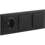 Legrand -Двоен еднополюсен ключ № 1 и SCHUKO розетка с рамка SUNO 250V черна (LR0118D)