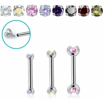 InfinityPierce.cz rovná činka do piercingu z chirurgické oceli s krystaly BBE2CZIN