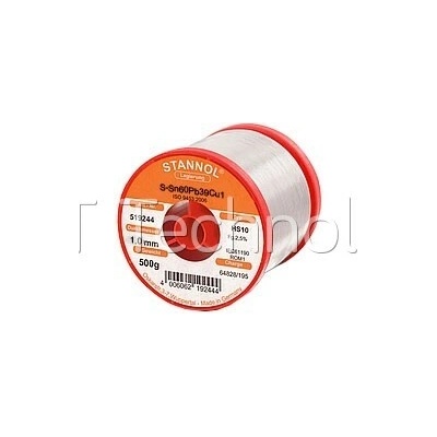 Trubičková pájka Sn60Pb39Cu1, HS10 (Ø1.0mm, 500g) - 130102358