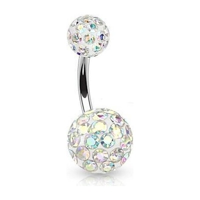 Šperky4U piercing do pupíku kulička Swarovski krystaly duhová BS01021-AB – Zboží Dáma