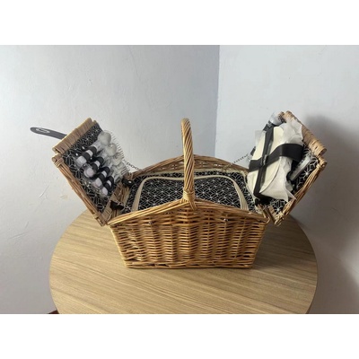 Gelis Piknikový koš pro 4 osoby přírodní tmavě šedý – Zboží Mobilmania