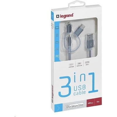 Legrand 050693 USB 3v1 - 1xLightning, 1x Micro USB, 1x USB typ C