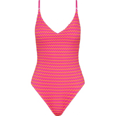 Seafolly Дамски бански костюм Seafolly Women's Mesh Effect V Neck One Piece Swimsuit - Hot Pink - размер 36 (EU) (150-5075-0313)