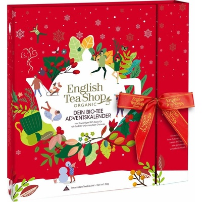 English Tea Shop Organic Tea Book Advent Calendar "Red Christmas" - 25 čajových vrecúšok
