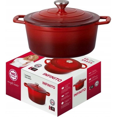 MG HOME Hrnec INFINITO 4 L S POKLICÍ 22 cm / smaltovaný červený