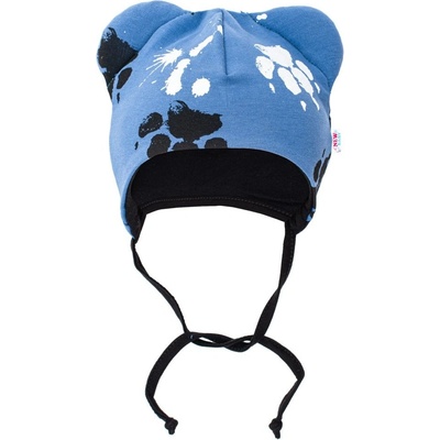 New Baby bavlnená čiapka s uškami labka modrá