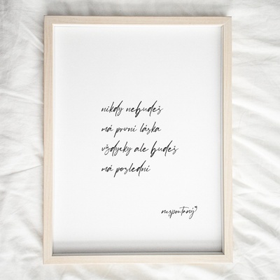 Jen tak z lásky Plakát Báseň - Nikdy nebudeš Rozměr plakátu: 30 x 40 cm