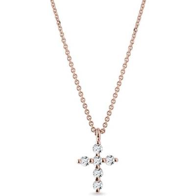 Klenota Briliantový křížek z růžového 14k zlata k0251014