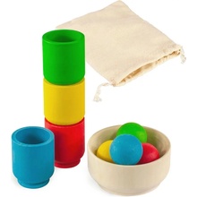 Montessori Ulanik dřevěná hračka "Balls in cups. Basic."