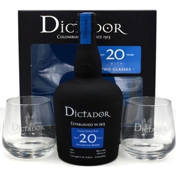 Dictador 20y 40% 0,7 l (dárčekové balenie 2 poháre)
