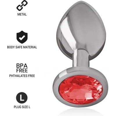 Intense метален анален разширител с рубинено червено бижу intense размер l
