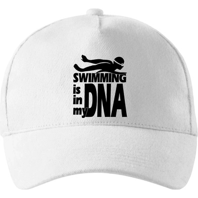 Swimming is in my DNA so zahnutým šiltom a látkovou sponou Biela