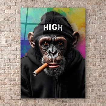 Art gift Стъклено арт пано с шимпанзе и пура