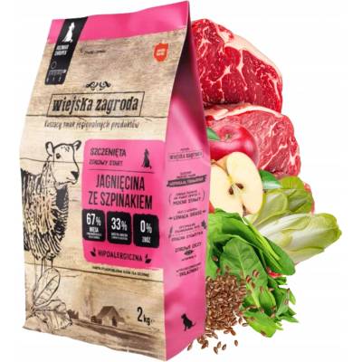 Wiejska Zagroda Puppy Small & Medium Jehněčí se špenátem 2 kg