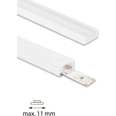 ML-761.312.74.2 Přisazený hliníkový profil PG2 bílý 16x8mm, včetně mléčného difuzoru, 2m