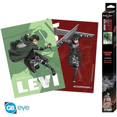 ABYstyle Plakát Attack on Titan - Levi and Mikasa (sada 2 ks)