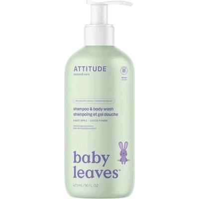 ATTITUDE Baby leaves detské telové mydlo a šampón 2v1 s vôňou sladkého jablka 473 ml
