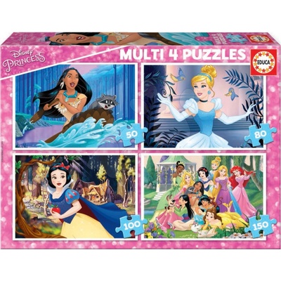Educa Multi 4 Disney Princess 50-80-100-150 dílků dílků