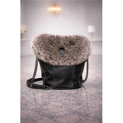 Max Original Leather Dámska kožušinová kabelka blk 1