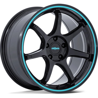ROTIFORM BPU 8,5x18 5x114,3 ET35 gloss black with teal stripe