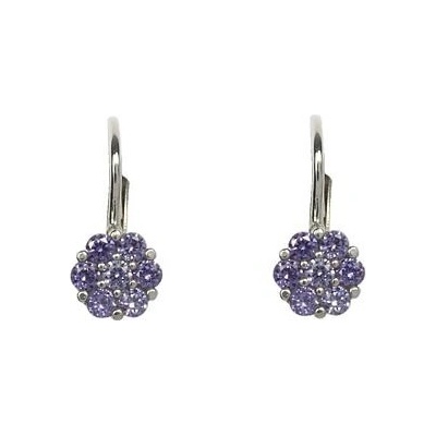 INFINITYSILVER Stříbrné náušnice FIORE 2 fialové kytičky KE3FZp