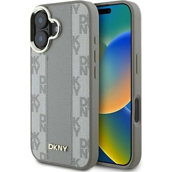 DKNY кариран калъф Magsafe за iPhone 16 - бежов (3666339333188)