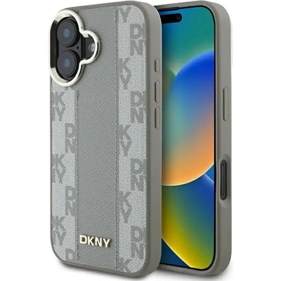 DKNY кариран калъф Magsafe за iPhone 16 - бежов (3666339333188)