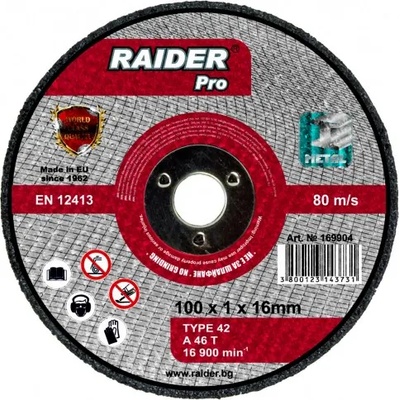 Raider Диск за метал RAIDER за пневматичен ъглошлайф, 100x1x16 мм