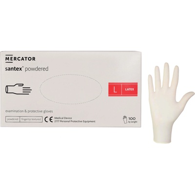 Invento MERCATOR Santex ръкавици с прах, латекс, кремави, размер L, 100 бр. /опаковка (920-RD11257004)