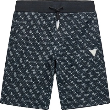 Guess Графитени спортни панталони с джобове и връзки за момче покрити с лога Guess