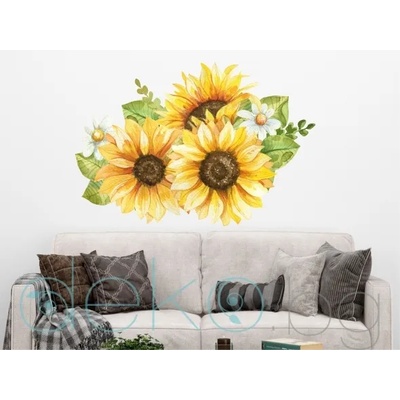 Букет Слънчогледи - стикер с ефект на акварелна рисунка (3187)