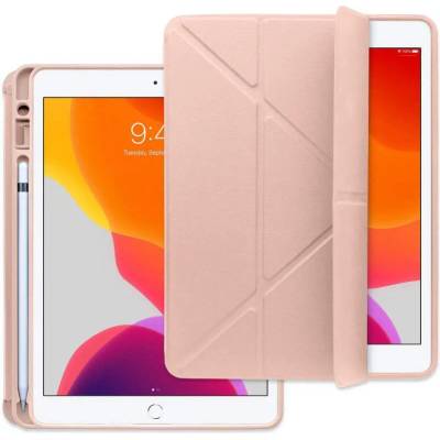 Torrii Torrio Plus Case - кожен кейс и поставка с отделение за Apple Pencil за iPad 7 (2019), iPad 8 (2020) (розов)