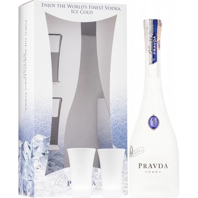 Pravda Vodka 40% 0,7 l (dárkové balení 2 sklenice)