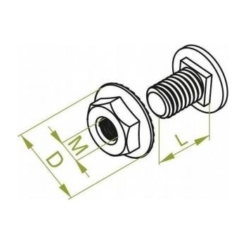 Baks Mushroom bolt + barbed collar cap SGKM6x12e (1.4301) 661020 /100pcs. /